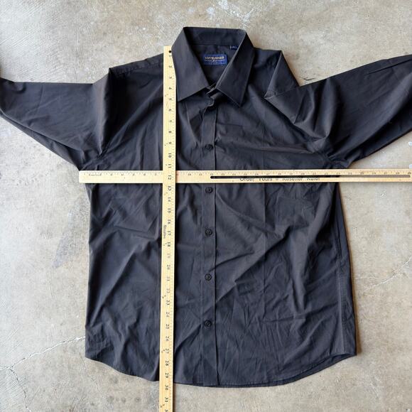 VINTAGE 90s SOFT BUSINESS BLACK BUTTON UP DRESS SHIRT FORMAL MENS LARGE - Picture 5 of 5
